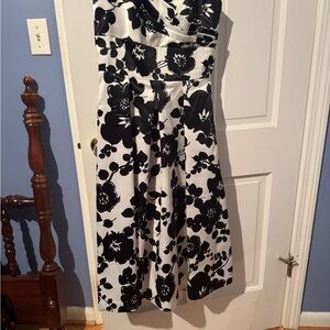 After Six Strapless Black and White Floral Dress